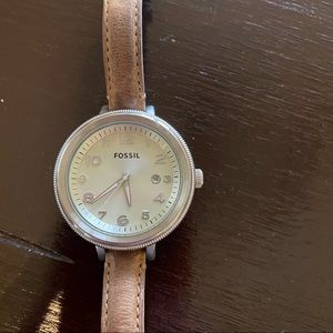 Fossil watch with leather strap